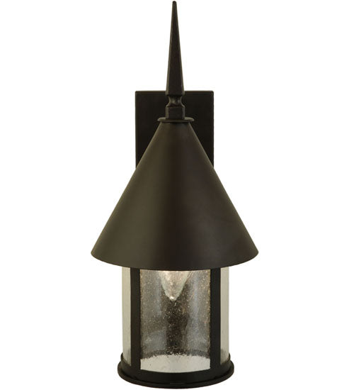 Meyda Lighting Keebler 9" Craftsman Brown Wall Sconce With Clear Seeded Shade Glass