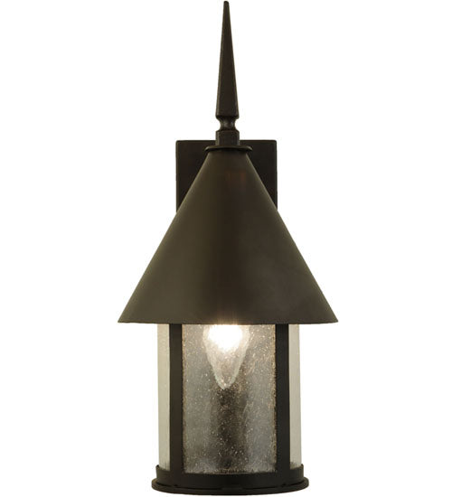 Meyda Lighting Keebler 9" Craftsman Brown Wall Sconce With Clear Seeded Shade Glass