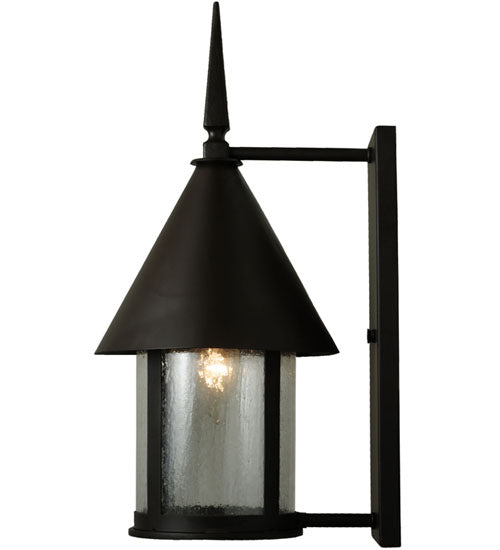 Meyda Lighting Keebler 9" Craftsman Brown Wall Sconce With Clear Seeded Shade Glass