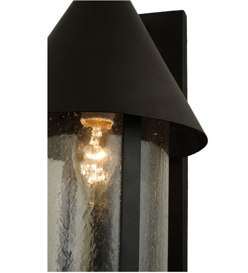 Meyda Lighting Keebler 9" Craftsman Brown Wall Sconce With Clear Seeded Shade Glass