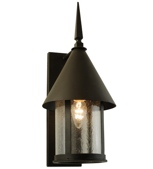 Meyda Lighting Keebler 9" Craftsman Brown Wall Sconce With Clear Seeded Shade Glass