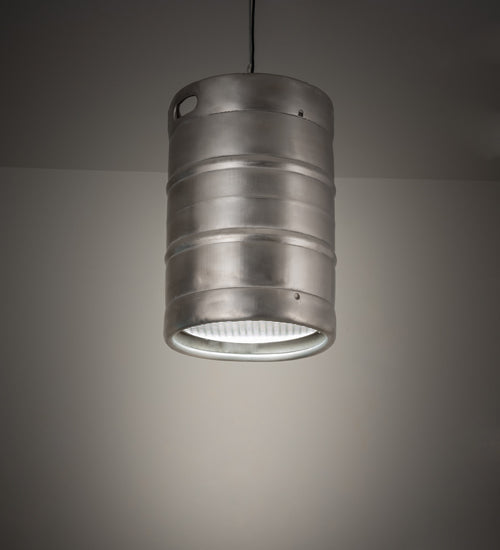 Meyda Lighting Keg 16" Raw Stainless Steel Pendant Light