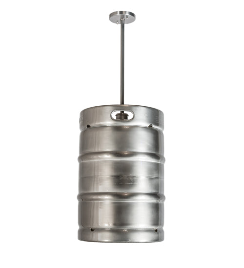 Meyda Lighting Keg 16" Stainless Steel Pendant Light With Amber Shade