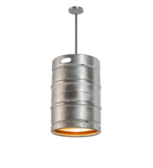 Meyda Lighting Keg 16" Stainless Steel Pendant Light With Amber Shade