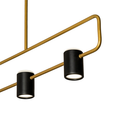 Meyda Lighting Kellen 72" LED Goldtastic & Flat Black Island Pendant Light With Clear Seeded Glass & Statuario Idalight Shade