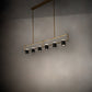 Meyda Lighting Kellen 72" LED Goldtastic & Flat Black Island Pendant Light With Clear Seeded Glass & Statuario Idalight Shade