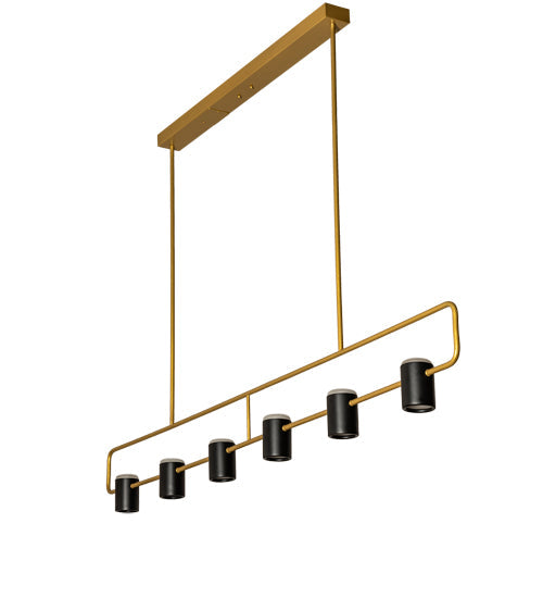 Meyda Lighting Kellen 72" LED Goldtastic & Flat Black Island Pendant Light With Clear Seeded Glass & Statuario Idalight Shade