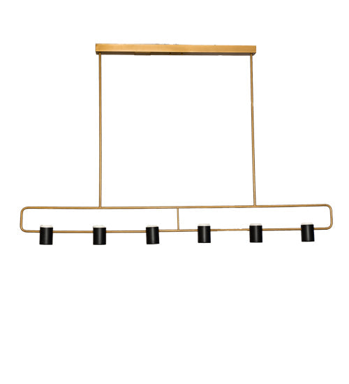 Meyda Lighting Kellen 72" LED Goldtastic & Flat Black Island Pendant Light With Clear Seeded Glass & Statuario Idalight Shade
