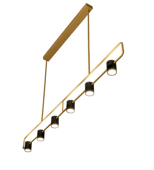 Meyda Lighting Kellen 72" LED Goldtastic & Flat Black Island Pendant Light With Clear Seeded Glass & Statuario Idalight Shade