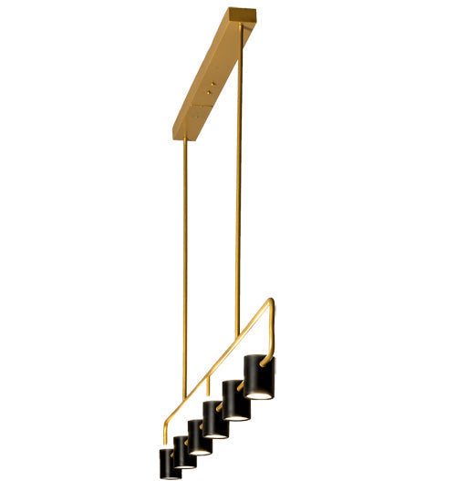 Meyda Lighting Kellen 72" LED Goldtastic & Flat Black Island Pendant Light With Clear Seeded Glass & Statuario Idalight Shade