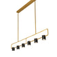 Meyda Lighting Kellen 72" LED Goldtastic & Flat Black Island Pendant Light With Clear Seeded Glass & Statuario Idalight Shade