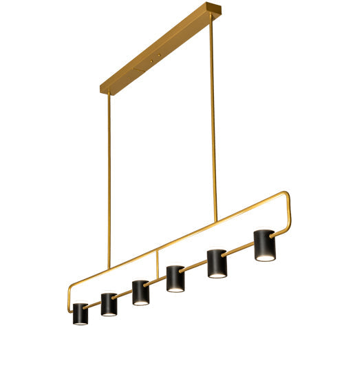Meyda Lighting Kellen 72" LED Goldtastic & Flat Black Island Pendant Light With Clear Seeded Glass & Statuario Idalight Shade