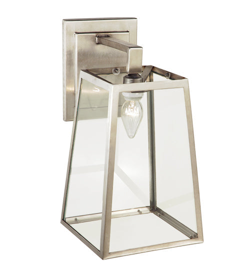 Meyda Lighting Kellie 9" Brushed Stainless Steel Wall Sconce With Clear Shade Glass