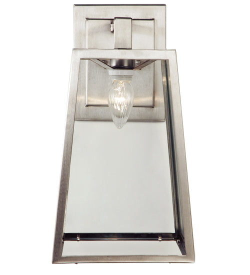 Meyda Lighting Kellie 9" Brushed Stainless Steel Wall Sconce With Clear Shade Glass