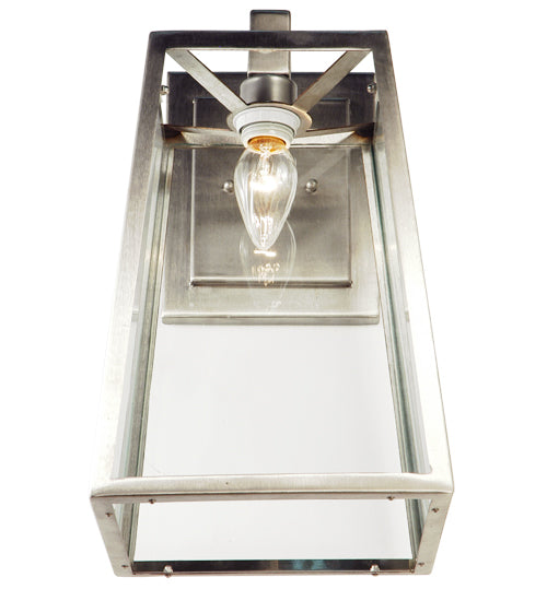 Meyda Lighting Kellie 9" Brushed Stainless Steel Wall Sconce With Clear Shade Glass