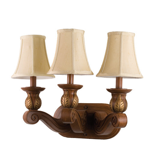 Meyda Lighting Kendall 24" 3-Light Portsmouth Cherry Vanity Light With Coffee Fabric Shade