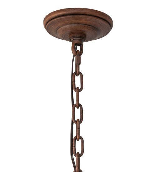 Meyda Lighting Kendall 30" 6-Light Antique Cherry Chandelier With Pale Amber Shade Glass