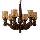 Meyda Lighting Kendall 30" 6-Light Antique Cherry Chandelier With Pale Amber Shade Glass