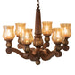 Meyda Lighting Kendall 30" 6-Light Antique Cherry Chandelier With Pale Amber Shade Glass
