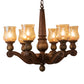 Meyda Lighting Kendall 30" 6-Light Antique Cherry Chandelier With Pale Amber Shade Glass