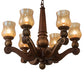 Meyda Lighting Kendall 30" 6-Light Antique Cherry Chandelier With Pale Amber Shade Glass