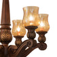 Meyda Lighting Kendall 30" 6-Light Antique Cherry Chandelier With Pale Amber Shade Glass
