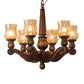 Meyda Lighting Kendall 30" 6-Light Antique Cherry Chandelier With Pale Amber Shade Glass