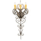 Meyda Lighting Kenna 15" 3-Light Antique Brass Wall Sconce With Ivory Faux Candlelight