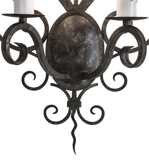 Meyda Lighting Kenneth 14" 2-Light Smoke Wall Sconce With White Faux Candlelight