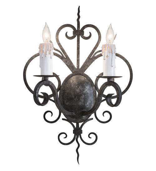 Meyda Lighting Kenneth 14" 2-Light Smoke Wall Sconce With White Faux Candlelight