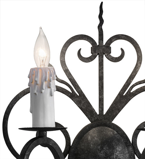 Meyda Lighting Kenneth 14" 2-Light Smoke Wall Sconce With White Faux Candlelight