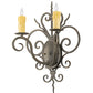 Meyda Lighting Kenneth 15" 2-Light Antique Brass Wall Sconce With Ivory Faux Candlelight