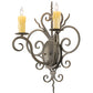 Meyda Lighting Kenneth 15" 2-Light Antique Brass Wall Sconce With Ivory Faux Candlelight