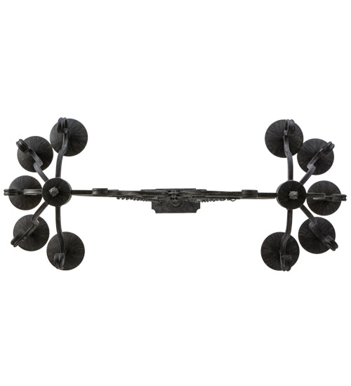 Meyda Lighting Kenneth 42" 10-Light Antique Iron Gate Island Chandelier With Ivory Faux Candlelight