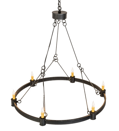 Meyda Lighting Kenosha 190565 36" 6-Light Antique Iron Gate Chandelier With Ivory Faux Candlelight
