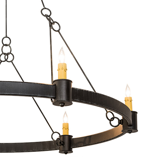 Meyda Lighting Kenosha 190565 36" 6-Light Antique Iron Gate Chandelier With Ivory Faux Candlelight