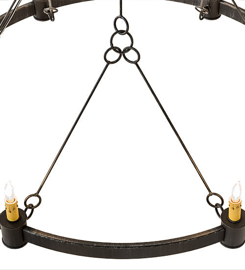 Meyda Lighting Kenosha 190565 36" 6-Light Antique Iron Gate Chandelier With Ivory Faux Candlelight