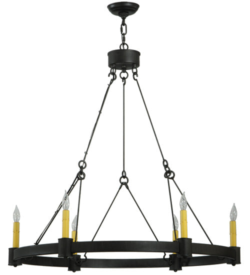Meyda Lighting Kenosha 36" 6-Light Antique Iron Gate Chandelier With Ivory Faux Candlelight