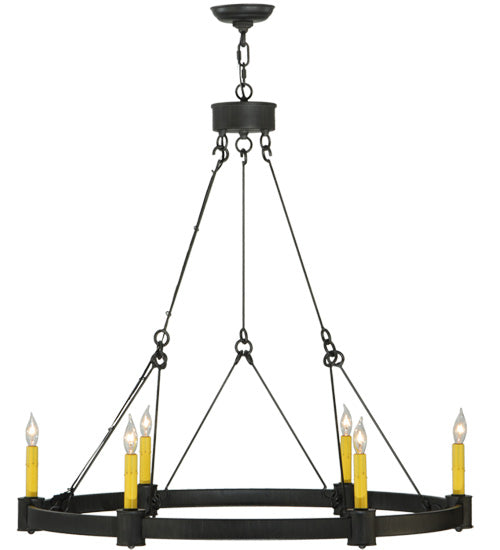 Meyda Lighting Kenosha 36" 6-Light Antique Iron Gate Chandelier With Ivory Faux Candlelight