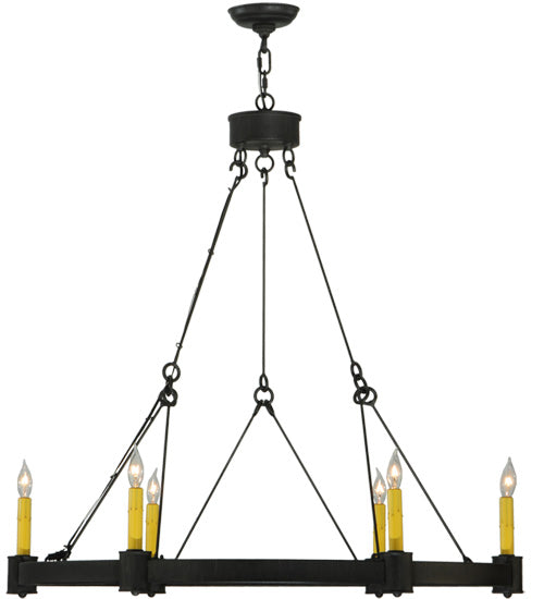 Meyda Lighting Kenosha 36" 6-Light Antique Iron Gate Chandelier With Ivory Faux Candlelight