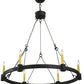 Meyda Lighting Kenosha 36" 6-Light Antique Iron Gate Chandelier With Ivory Faux Candlelight
