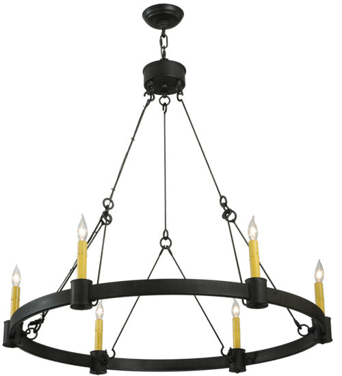 Meyda Lighting Kenosha 36" 6-Light Antique Iron Gate Chandelier With Ivory Faux Candlelight
