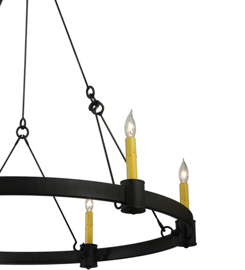 Meyda Lighting Kenosha 36" 6-Light Antique Iron Gate Chandelier With Ivory Faux Candlelight