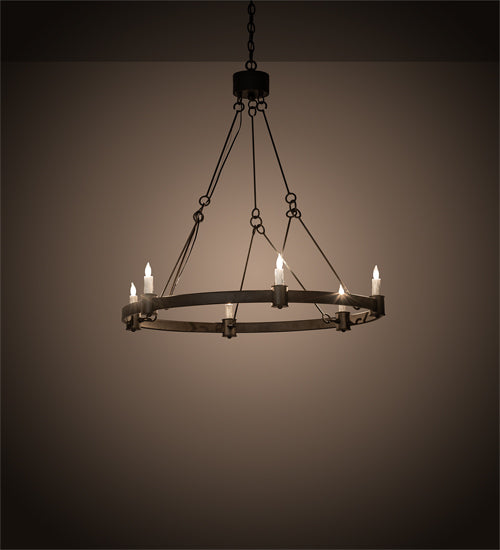 Meyda Lighting Kenosha 36" 6-Light Oil Rubbed Bronze Chandelier With White Faux Candlelight