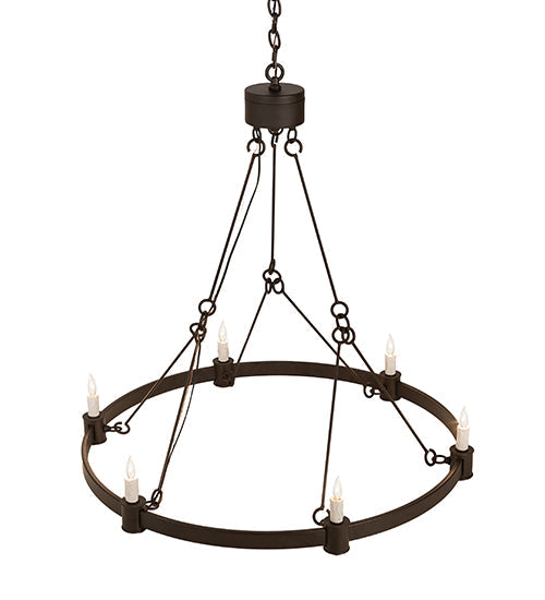 Meyda Lighting Kenosha 36" 6-Light Oil Rubbed Bronze Chandelier With White Faux Candlelight