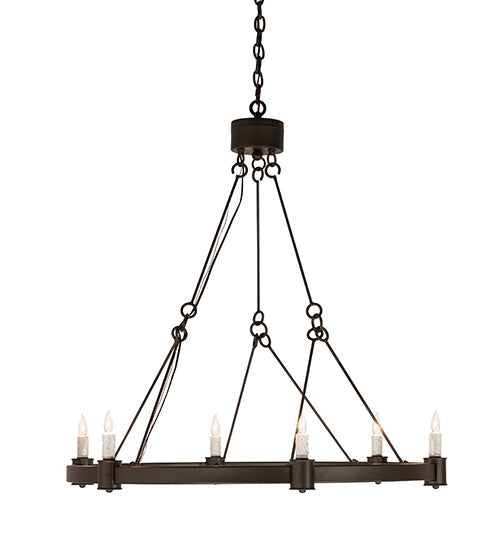Meyda Lighting Kenosha 36" 6-Light Oil Rubbed Bronze Chandelier With White Faux Candlelight