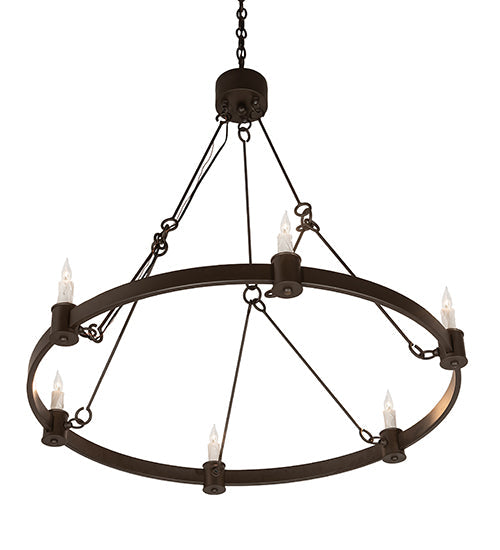 Meyda Lighting Kenosha 36" 6-Light Oil Rubbed Bronze Chandelier With White Faux Candlelight