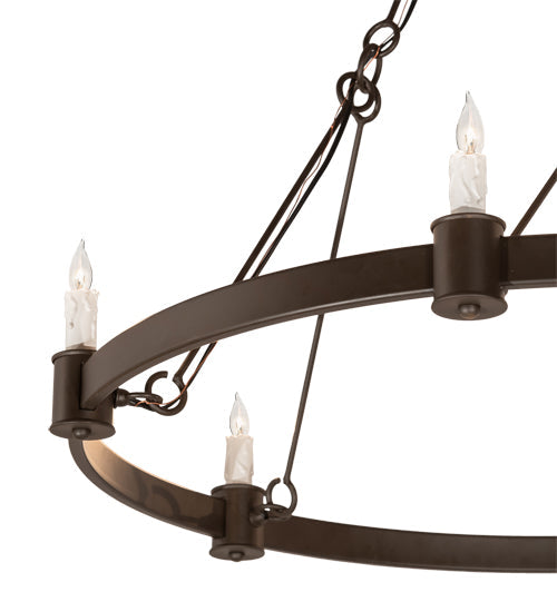 Meyda Lighting Kenosha 36" 6-Light Oil Rubbed Bronze Chandelier With White Faux Candlelight
