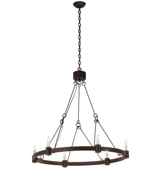 Meyda Lighting Kenosha 36" 6-Light Oil Rubbed Bronze Chandelier With White Faux Candlelight