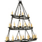 Meyda Lighting Kenosha 60" 28-Light 3-Tier Solar Black & Copper Highlights Chandelier With Ivory Faux Candlelight